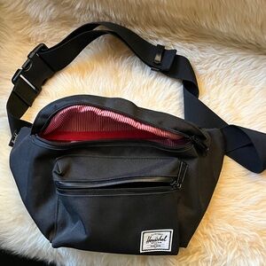 Herschel Supply Company Black Belt Bag with Red Lining
